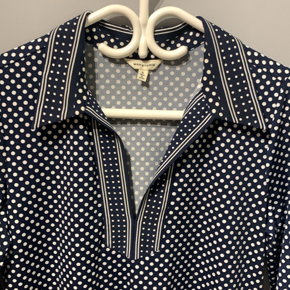 Max Studio Navy Polka Dot Dress - Picture 3 of 3
